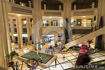 Love sign and water feature in the Grand Shopping mall Venetian/Palazzo Las Vegas Editorial Stock Photo